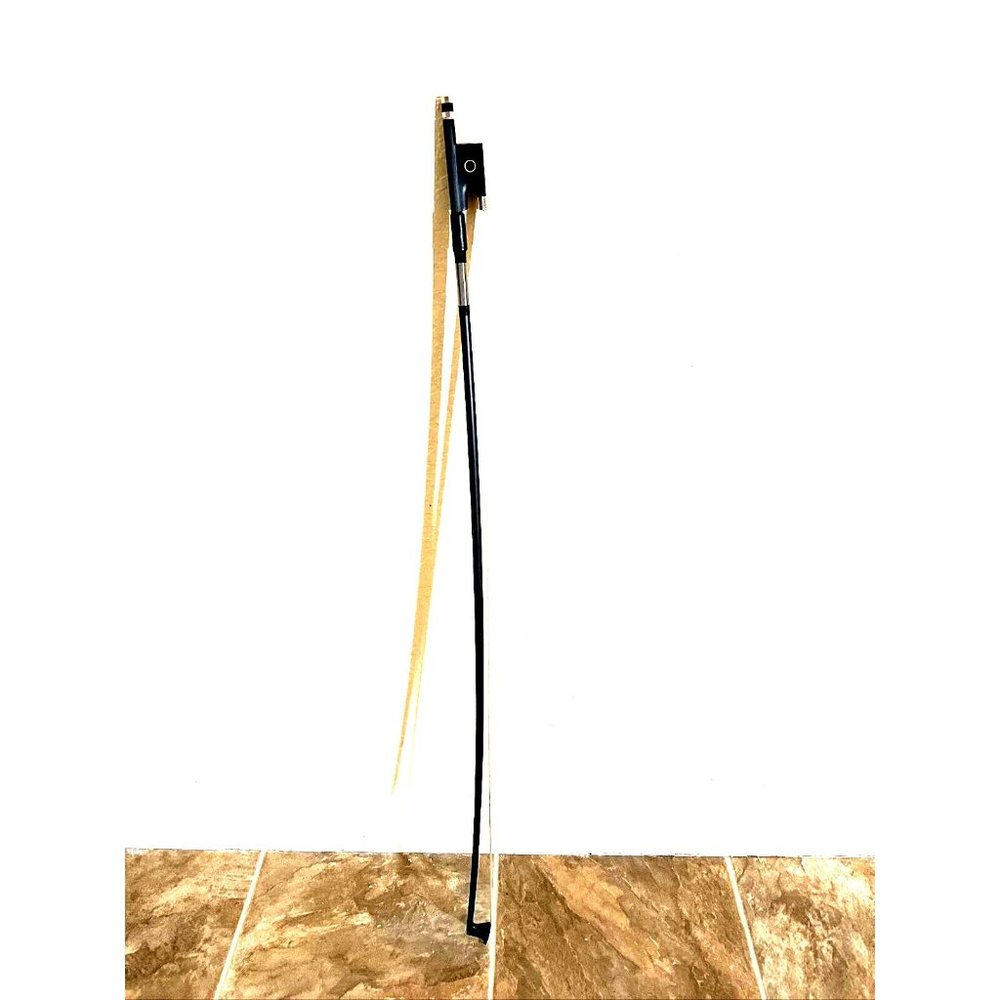 Violin Bow Black Carbon Fiber Real Horsehair Ebony Frog leather Grip